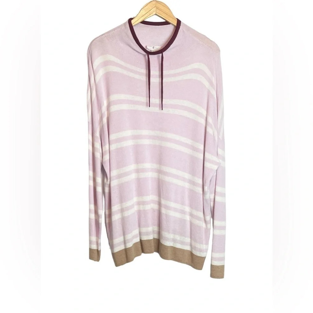NWOT Lou & Grey Tie Funnel Neck Sweater Size XXL Striped Pullover Thin - Picture 5 of 10